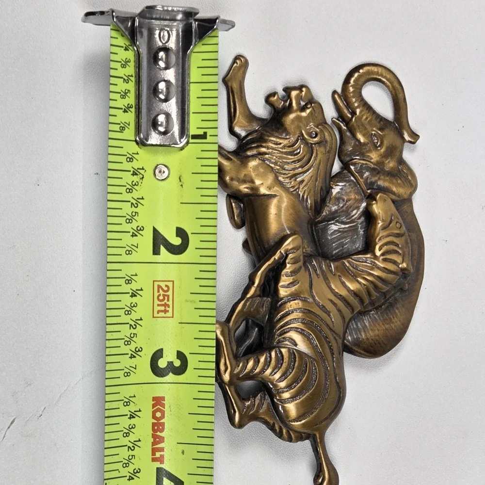 Vintage Metal Antique Bronze Finish Lion Zebra Elephant Pin / Brooch